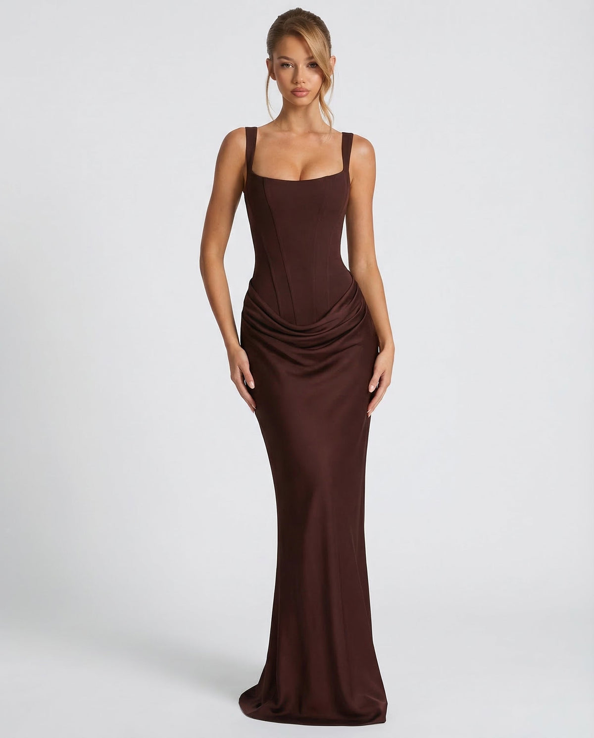 Women's Hourglass Maxi Dress with Sculpted Corset