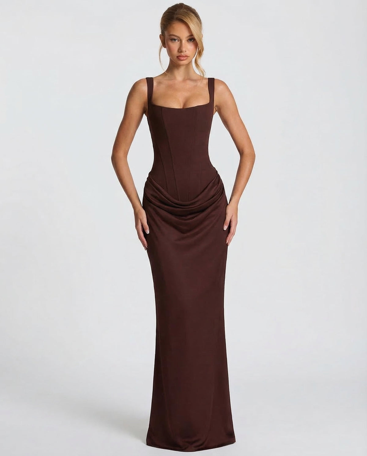 Women's Hourglass Maxi Dress with Sculpted Corset