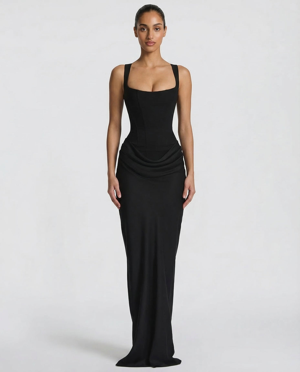 Women's Hourglass Maxi Dress with Sculpted Corset