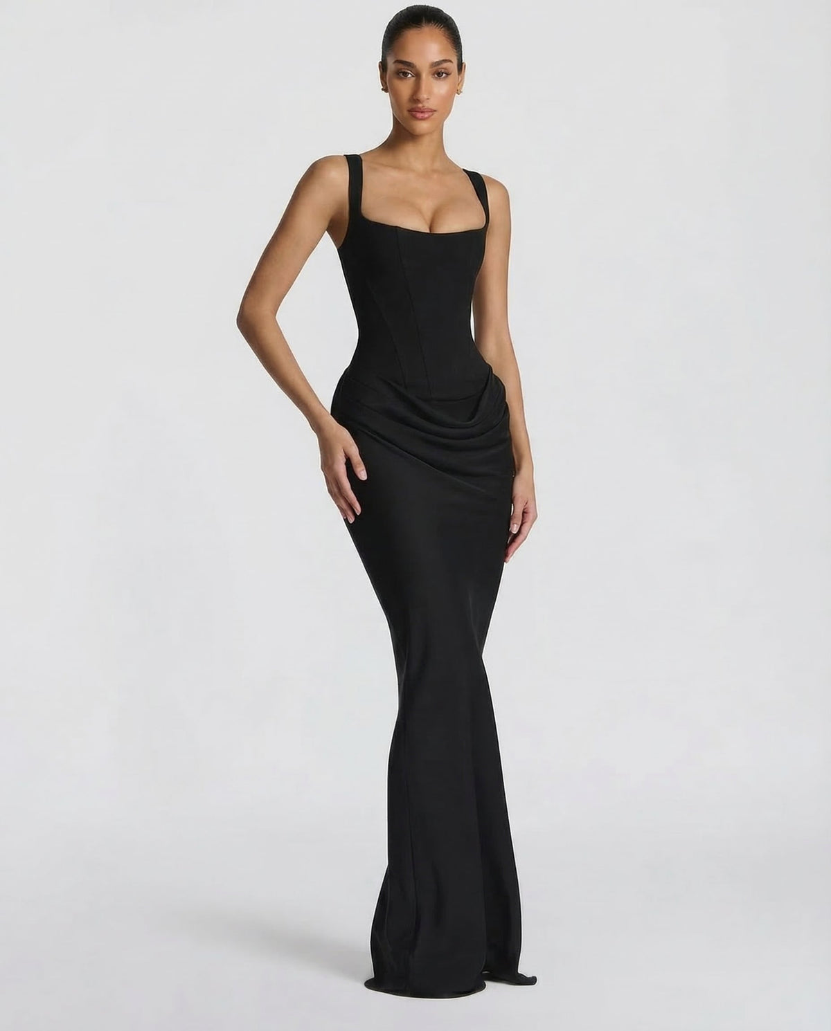 Women's Hourglass Maxi Dress with Sculpted Corset