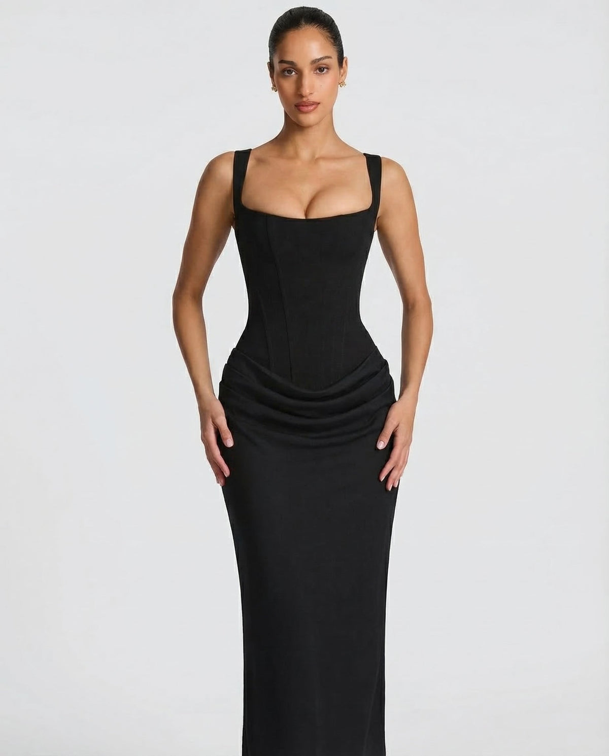Women's Hourglass Maxi Dress with Sculpted Corset