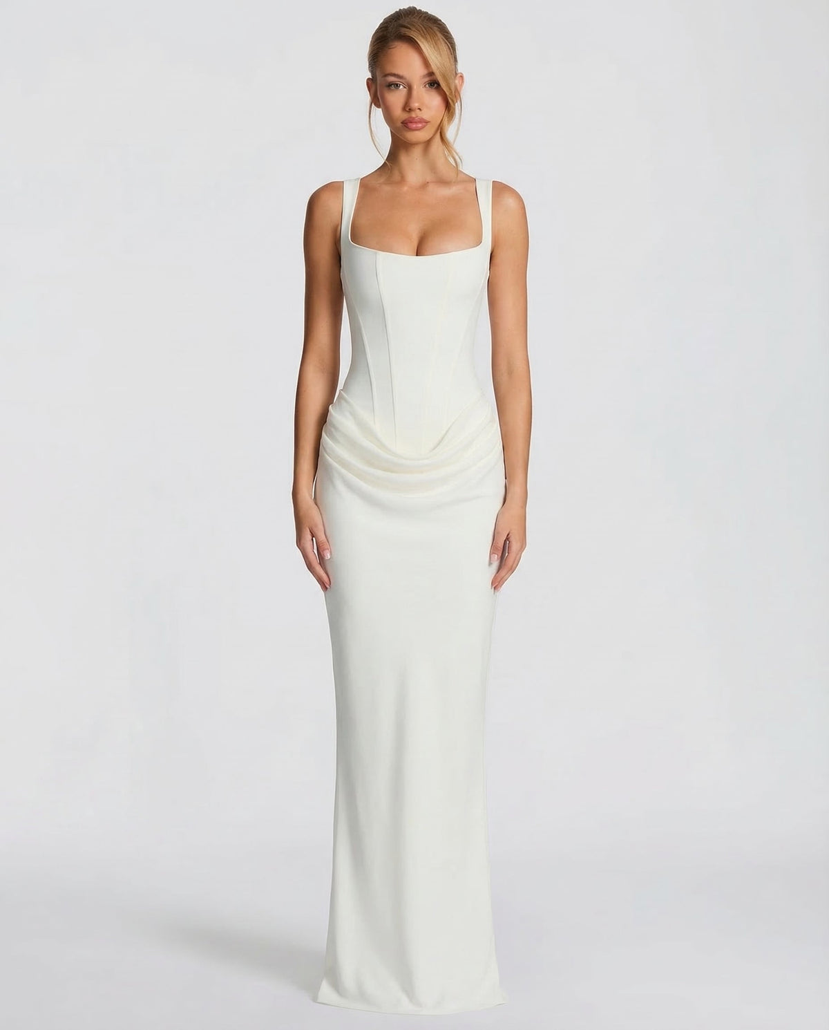 Women's Hourglass Maxi Dress with Sculpted Corset