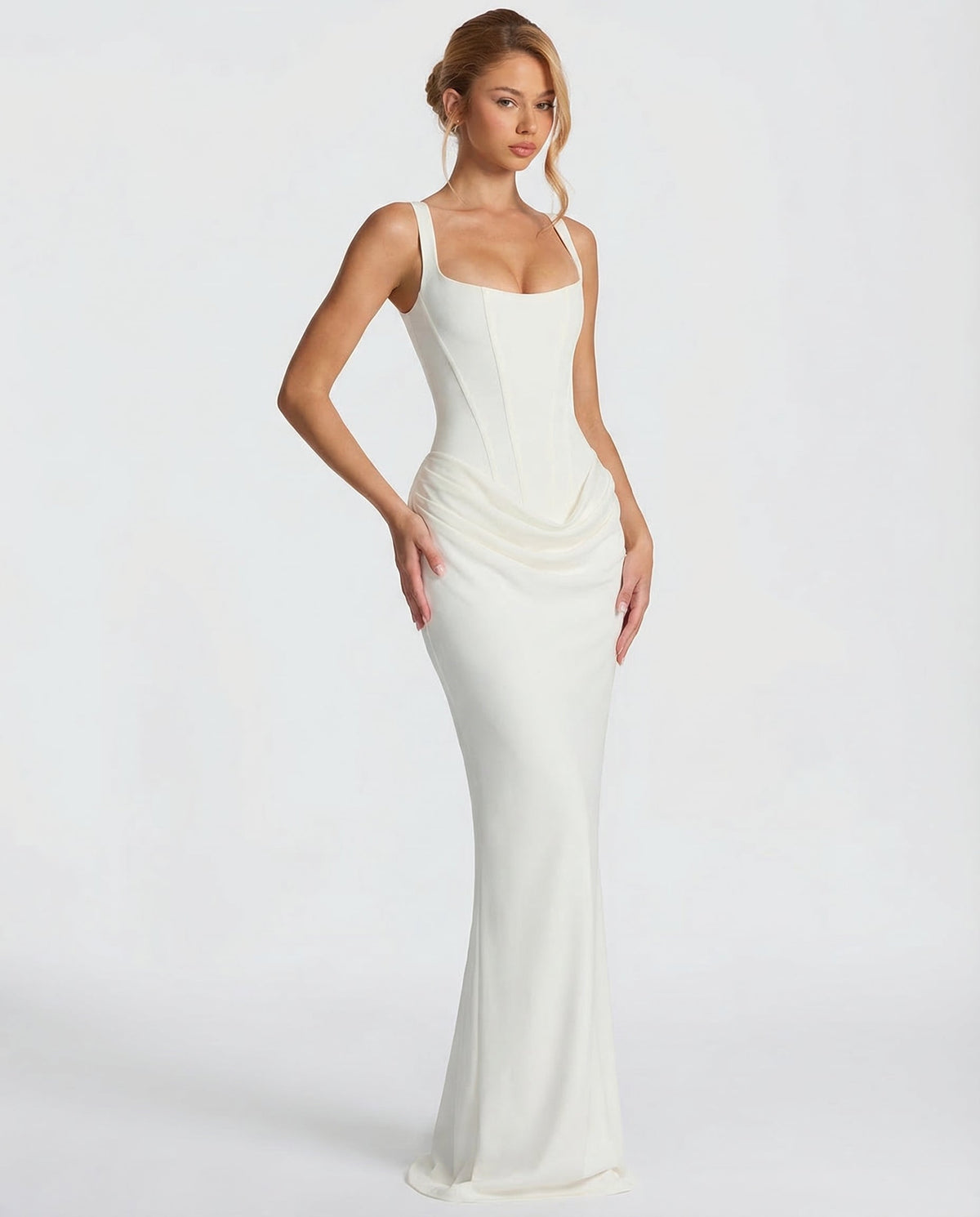 Women's Hourglass Maxi Dress with Sculpted Corset