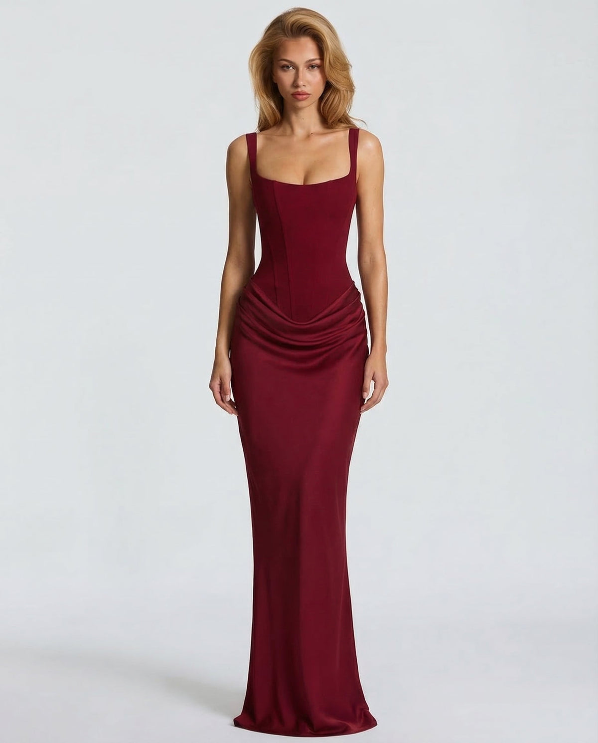 Women's Hourglass Maxi Dress with Sculpted Corset