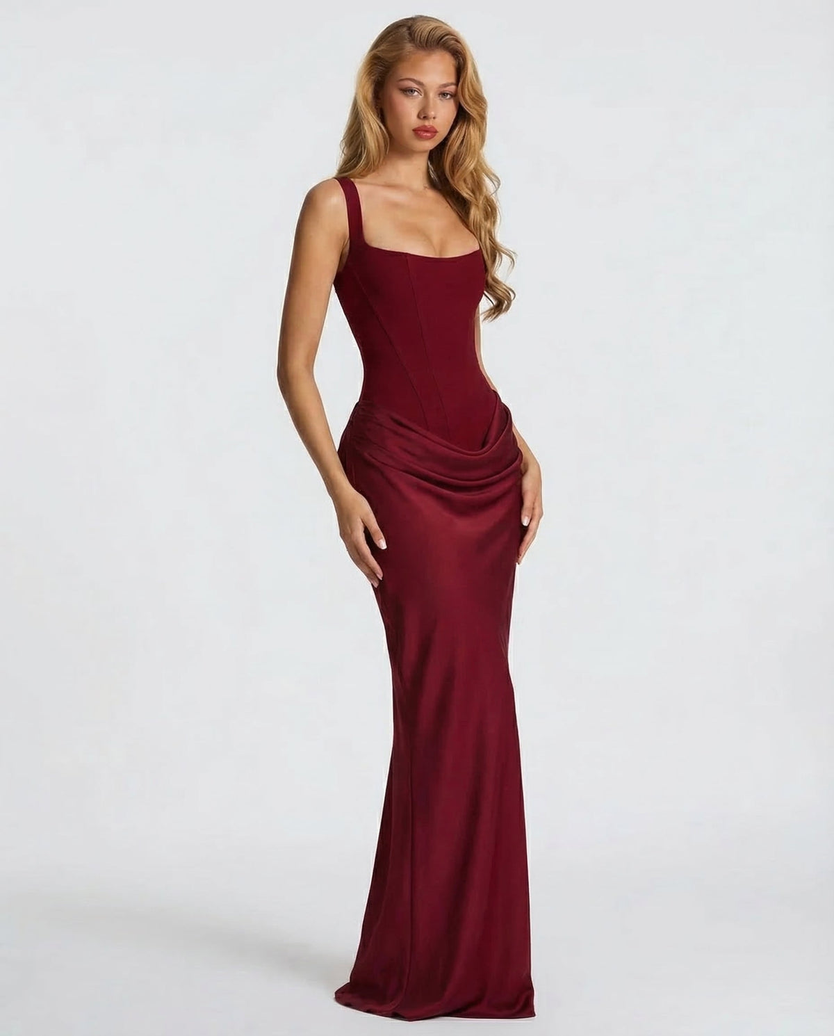 Women's Hourglass Maxi Dress with Sculpted Corset