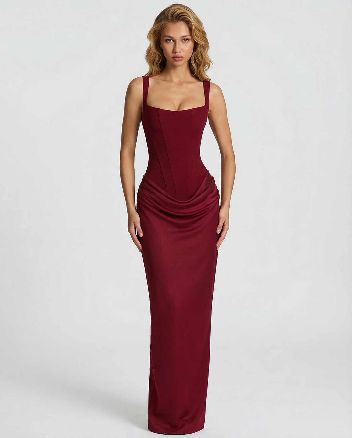 Women's Hourglass Maxi Dress with Sculpted Corset
