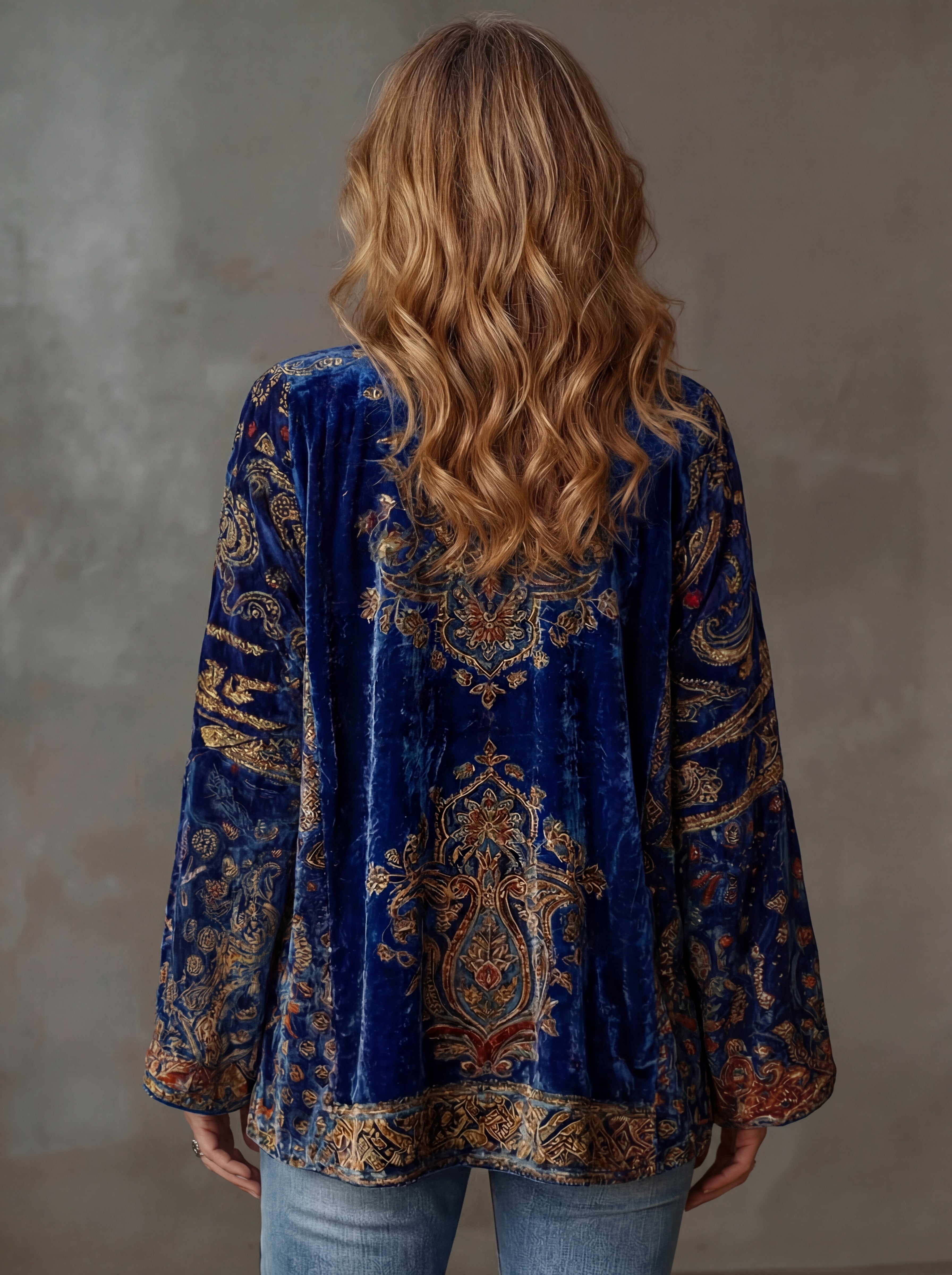 Kimono cardigan bohème imprimé pour femme, ouvert sur le devant