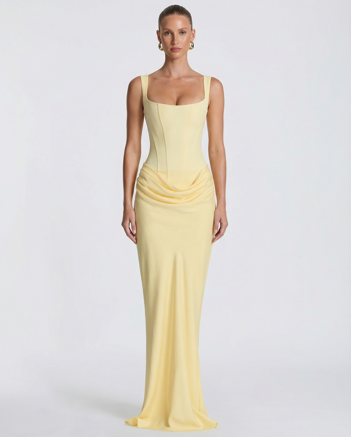 Women's Hourglass Maxi Dress with Sculpted Corset