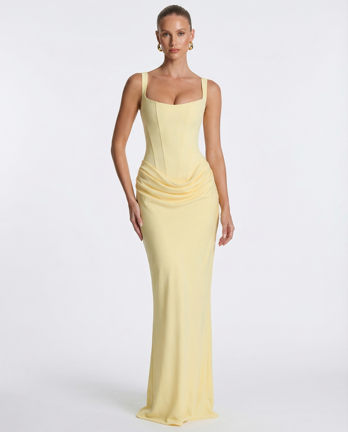 Women's Hourglass Maxi Dress with Sculpted Corset
