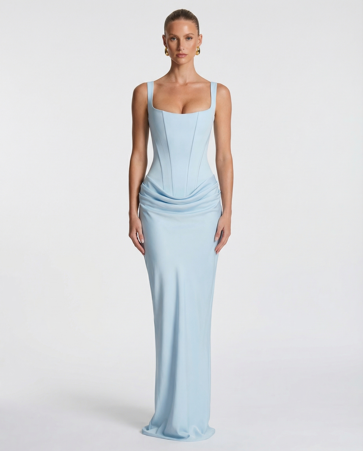 Women's Hourglass Maxi Dress with Sculpted Corset
