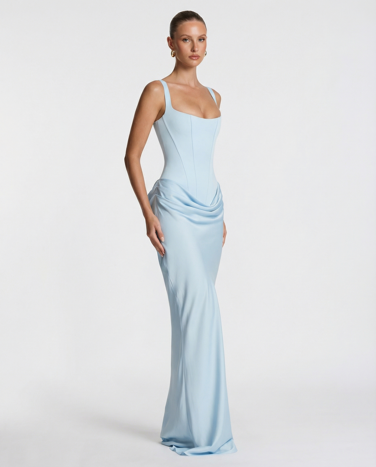 Women's Hourglass Maxi Dress with Sculpted Corset