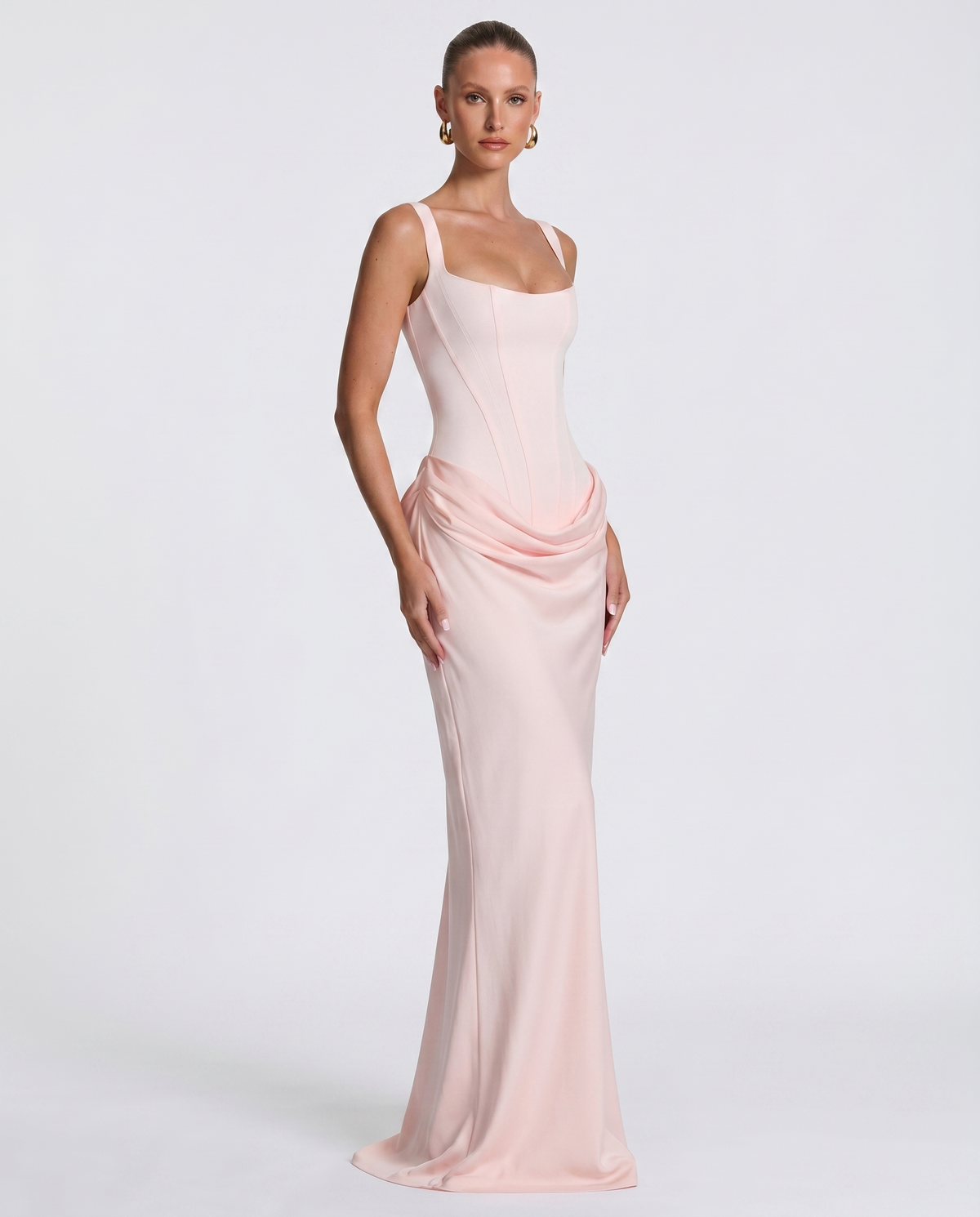 Women's Hourglass Maxi Dress with Sculpted Corset