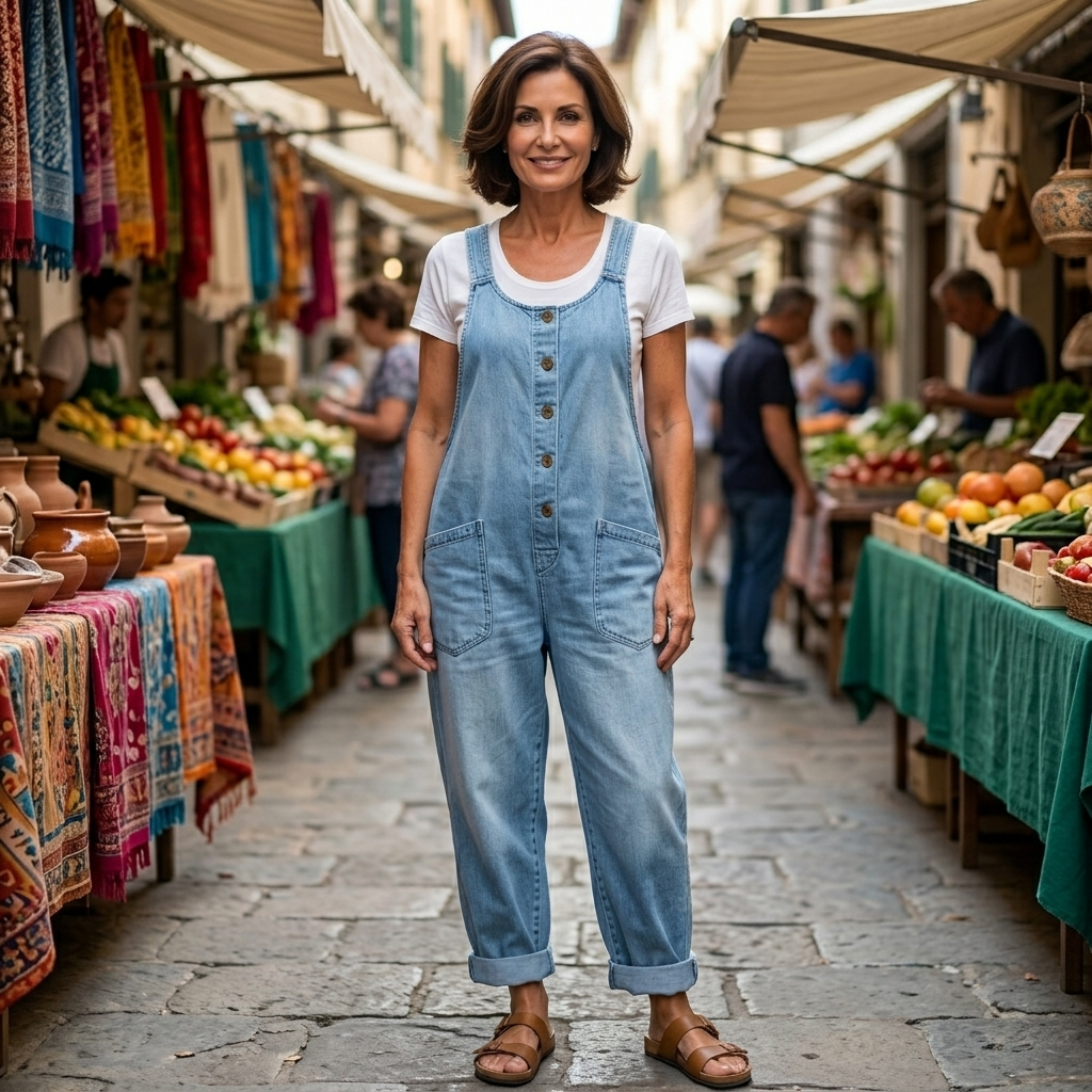 Women's Vintage Washed Denim Overalls