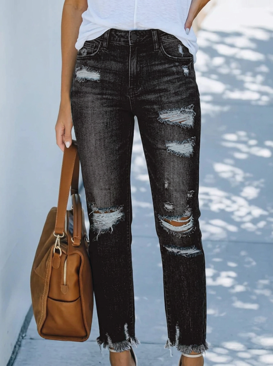 Women's Retro Short Straight Jeans