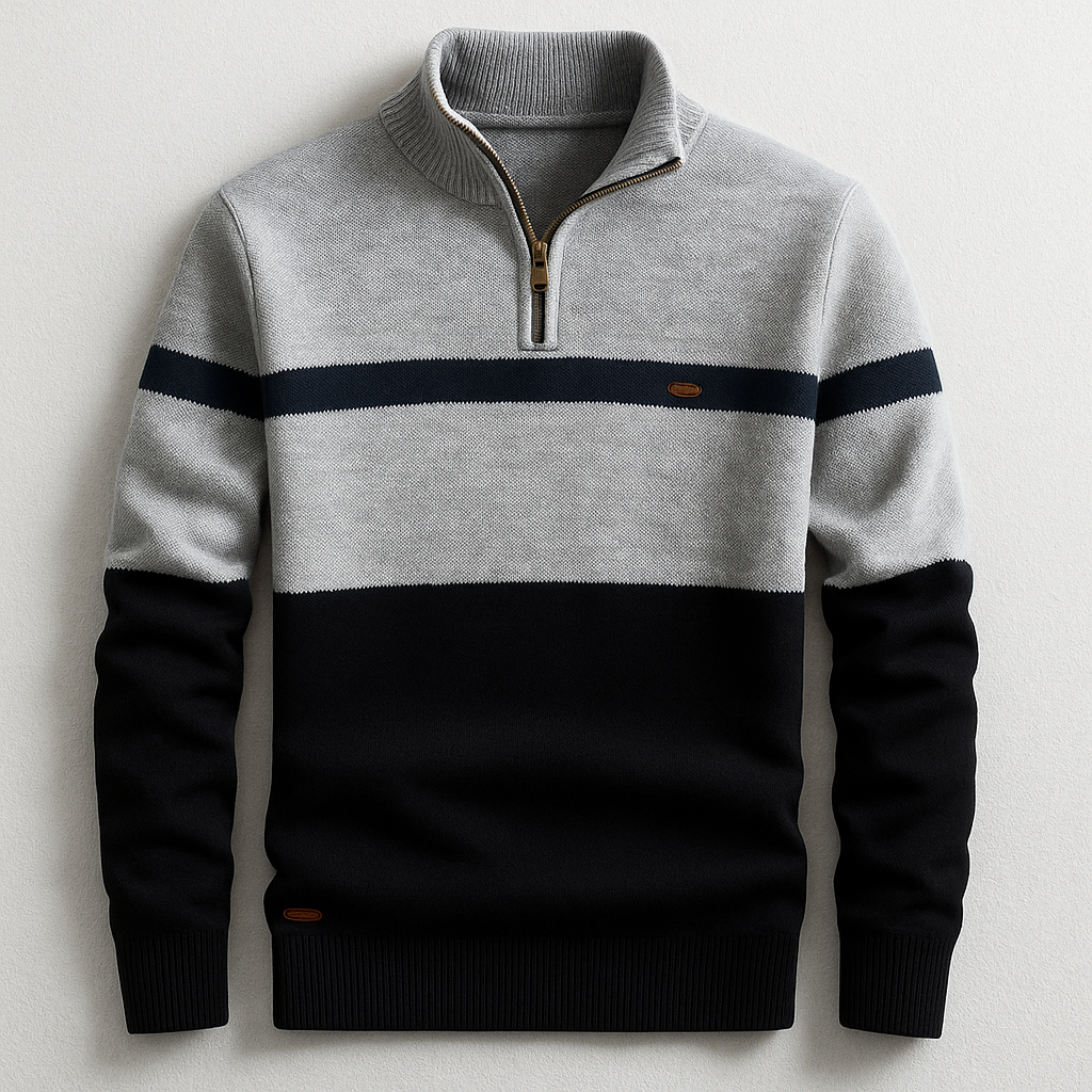 Women's Quarter-Zip Classic Striped Sweater