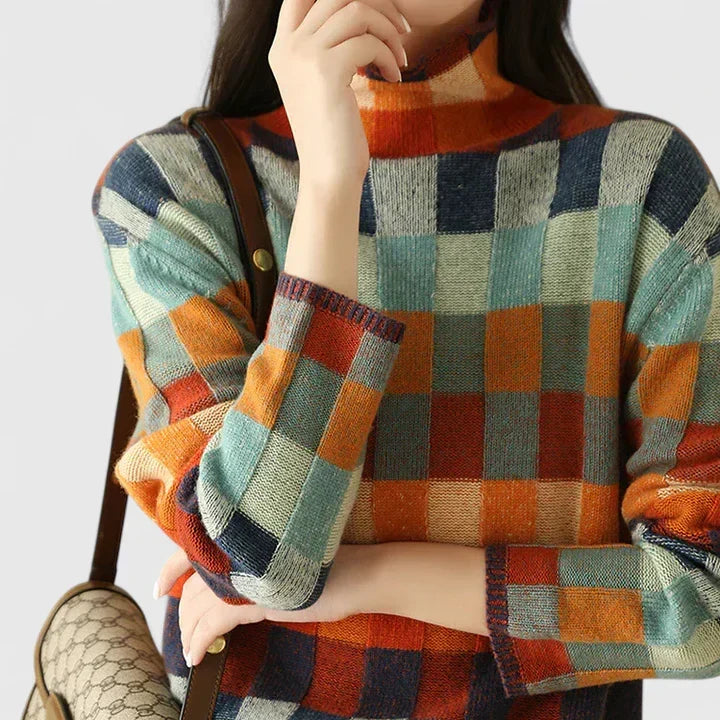 Women's Color Block Geometric Knit Sweater
