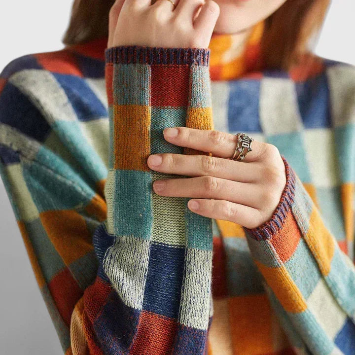 Women's Color Block Geometric Knit Sweater