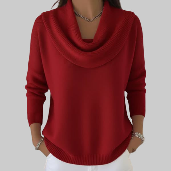 Pull élégant pour femme à col bénitier drapé