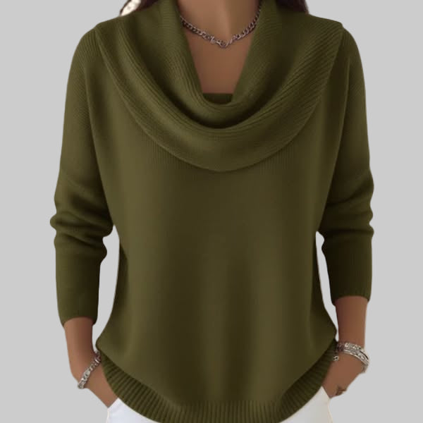 Pull élégant pour femme à col bénitier drapé