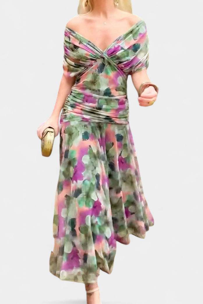 Women's Off-Shoulder Elegant Draped Maxi Dress