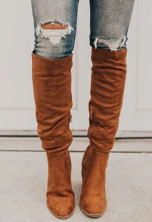 Eliana - Suede Knee Boots