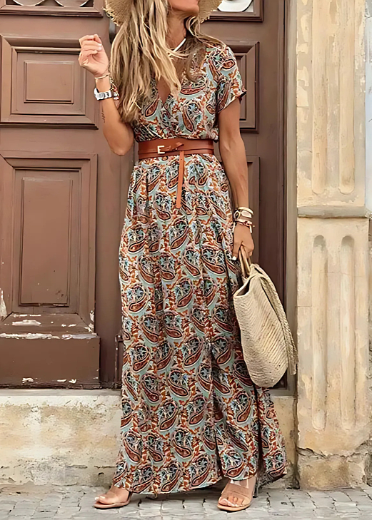 Justine Airy Boho Maxi Dress with Matching Belt Women