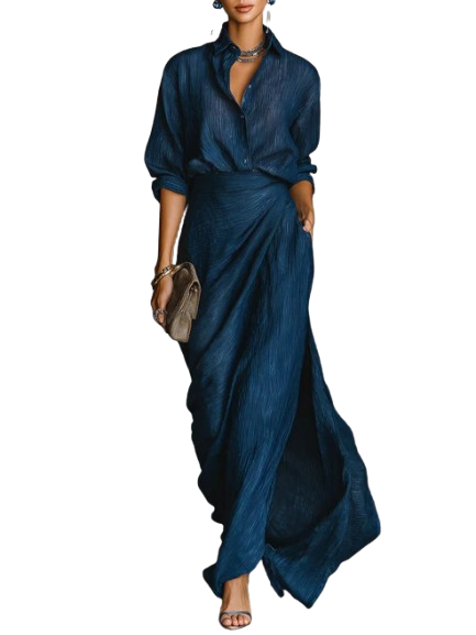 Women's 2-Piece Set Long Sleeve Top & Flowing Skirt