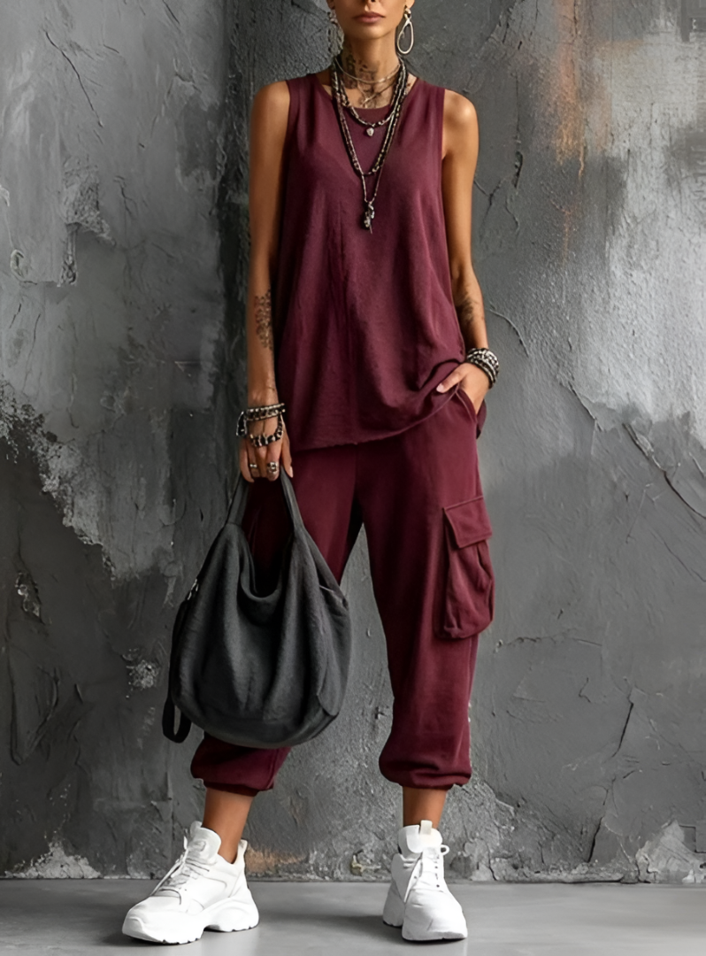 Women’s Sleeveless Top & Jogger Pants 2-Piece Set