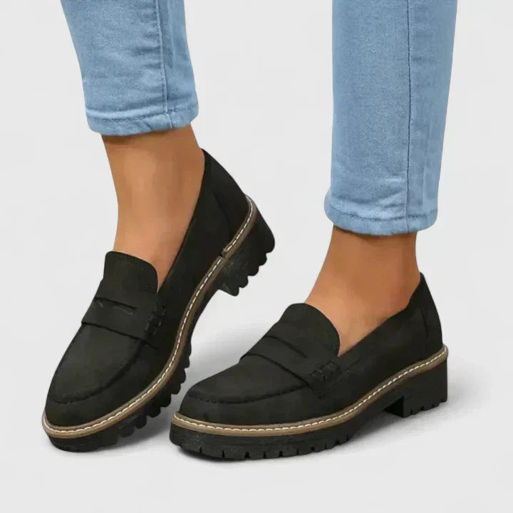 Αναπαυτικά Μοκασίνια Slip-On με Χοντρό Τακούνι