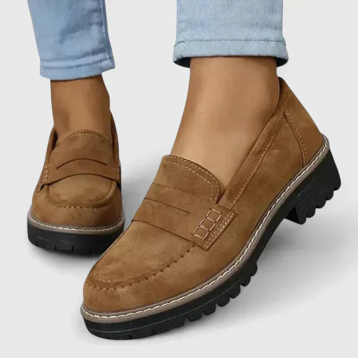 Αναπαυτικά Μοκασίνια Slip-On με Χοντρό Τακούνι