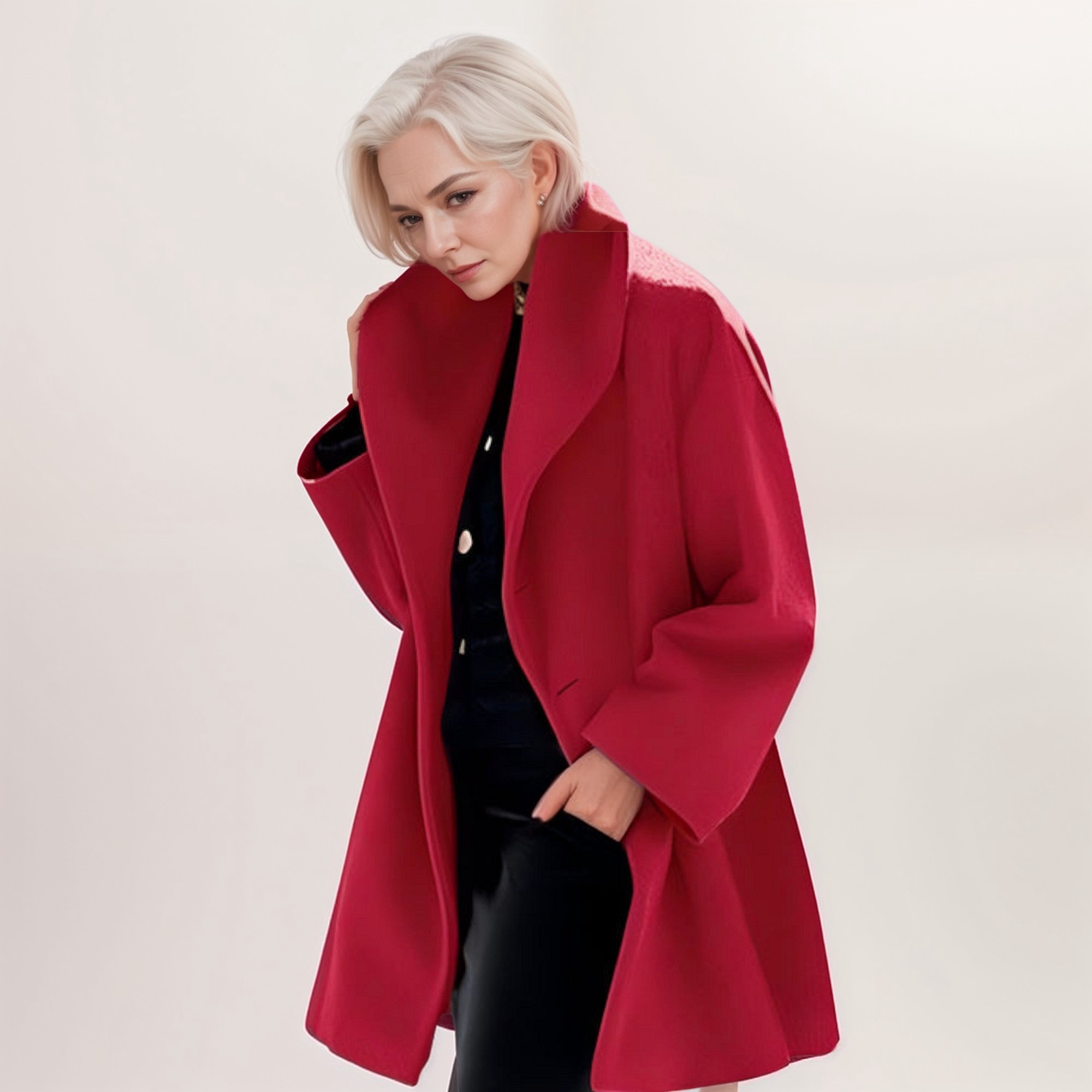 Women's Casual Oversized Open Front Shawl Collar Winter Coat