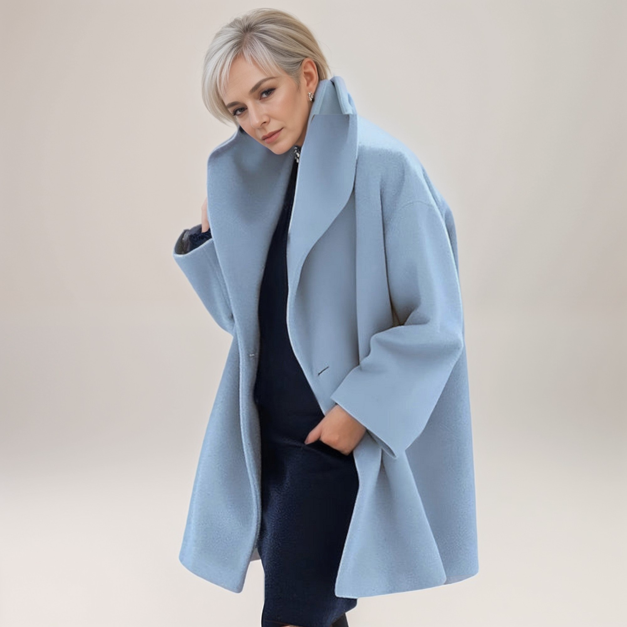 Women's Casual Oversized Open Front Shawl Collar Winter Coat