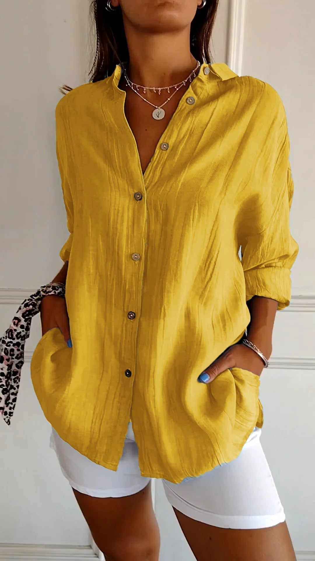 Women’s Linen-Style Button-Up Shirt