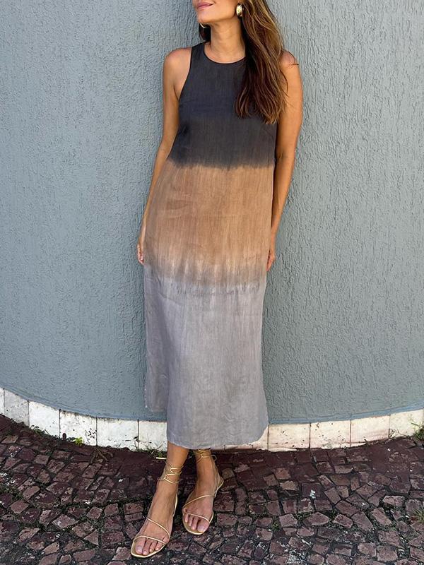 Victoria - Linen Tie-Dye Midi Dress