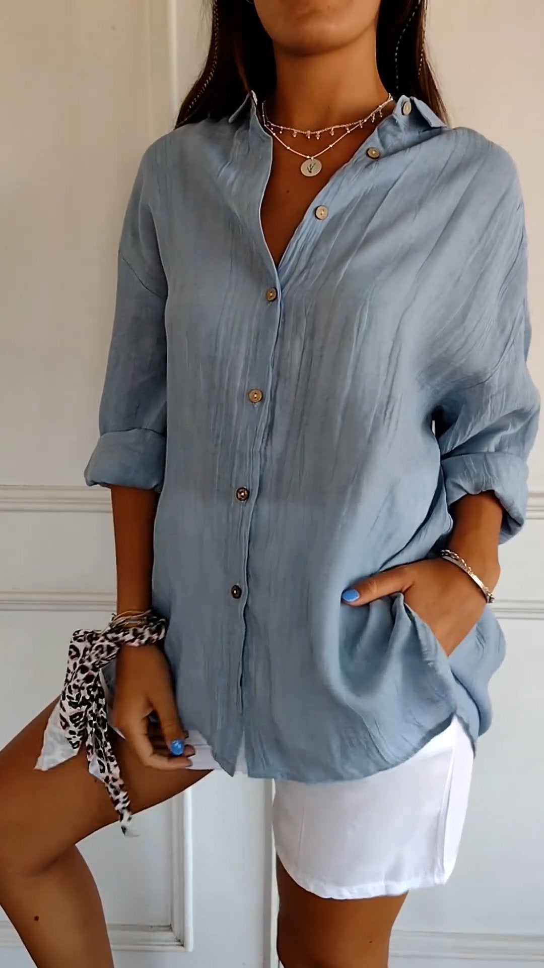 Women’s Linen-Style Button-Up Shirt