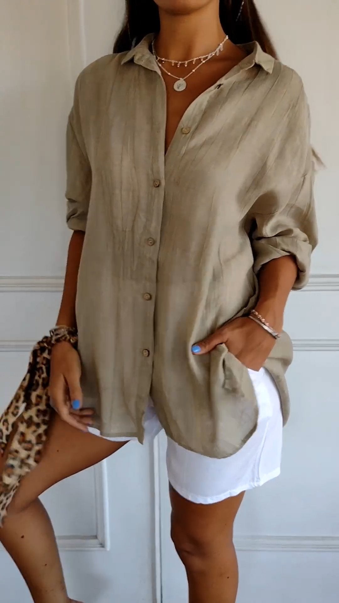 Women’s Linen-Style Button-Up Shirt