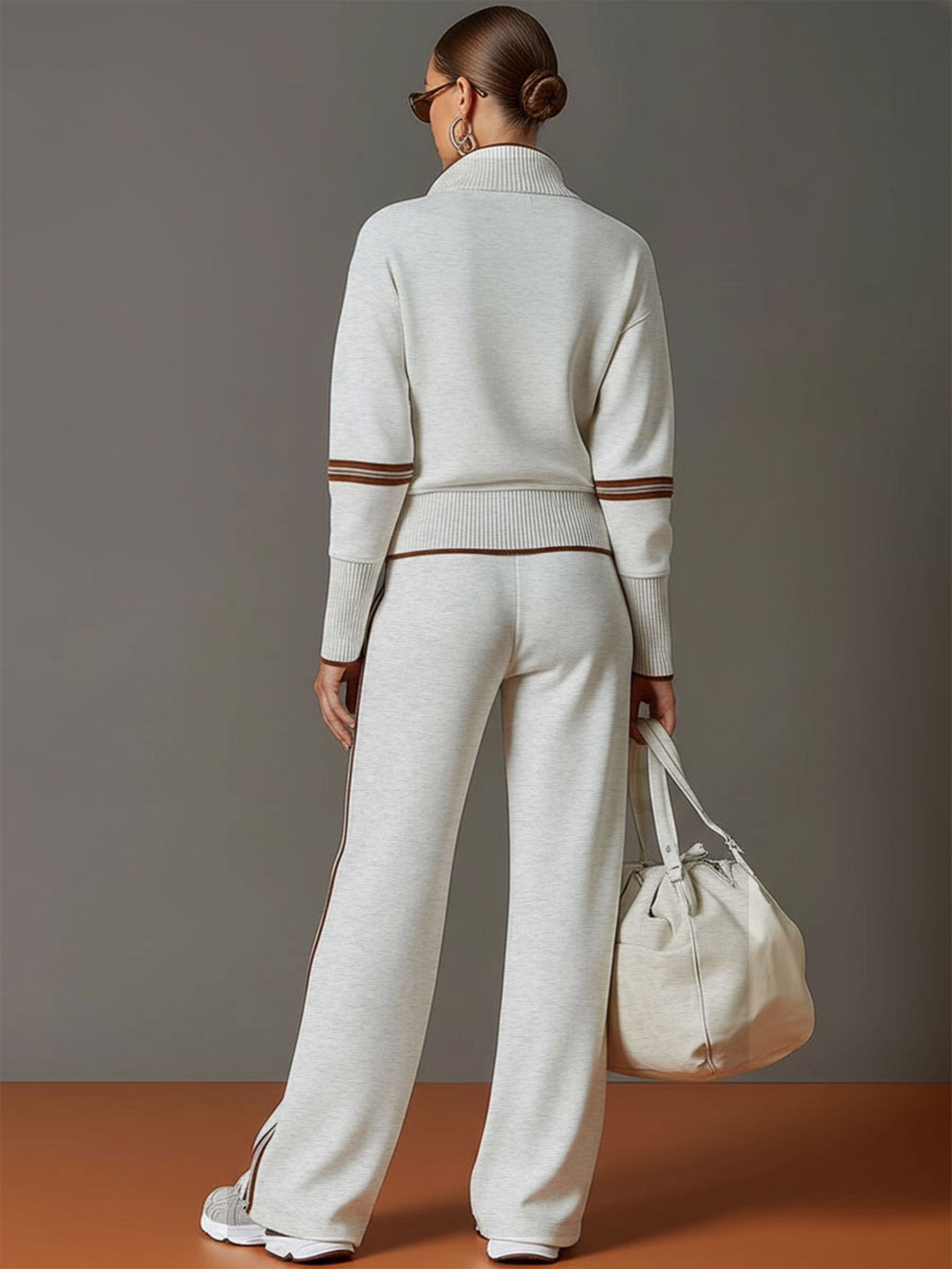 Women's Half-Zip Sweatshirt & Wide-Leg Trouser Co-Ord Set