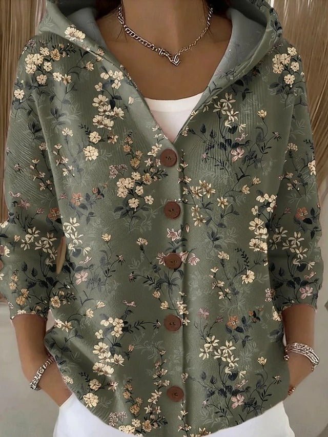 Women’s Hooded Button Long Sleeve Knit Cardigan