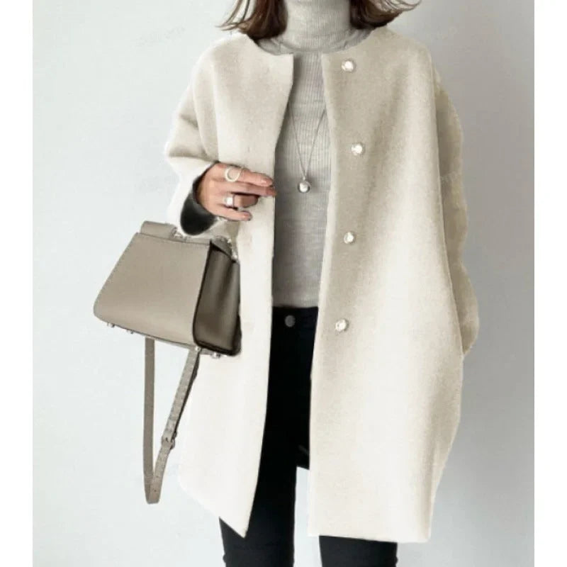 Manteau oversize minimaliste pour femme à boutons