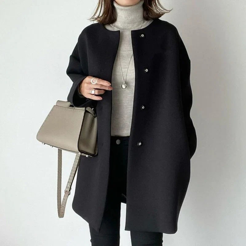 Manteau oversize minimaliste pour femme à boutons