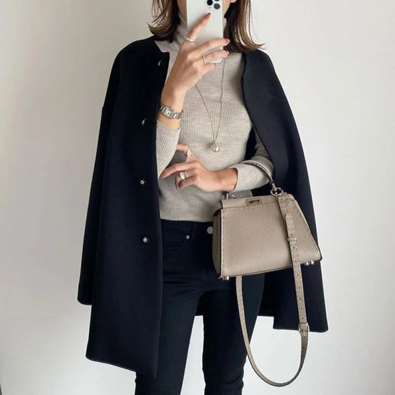 Manteau oversize minimaliste pour femme à boutons