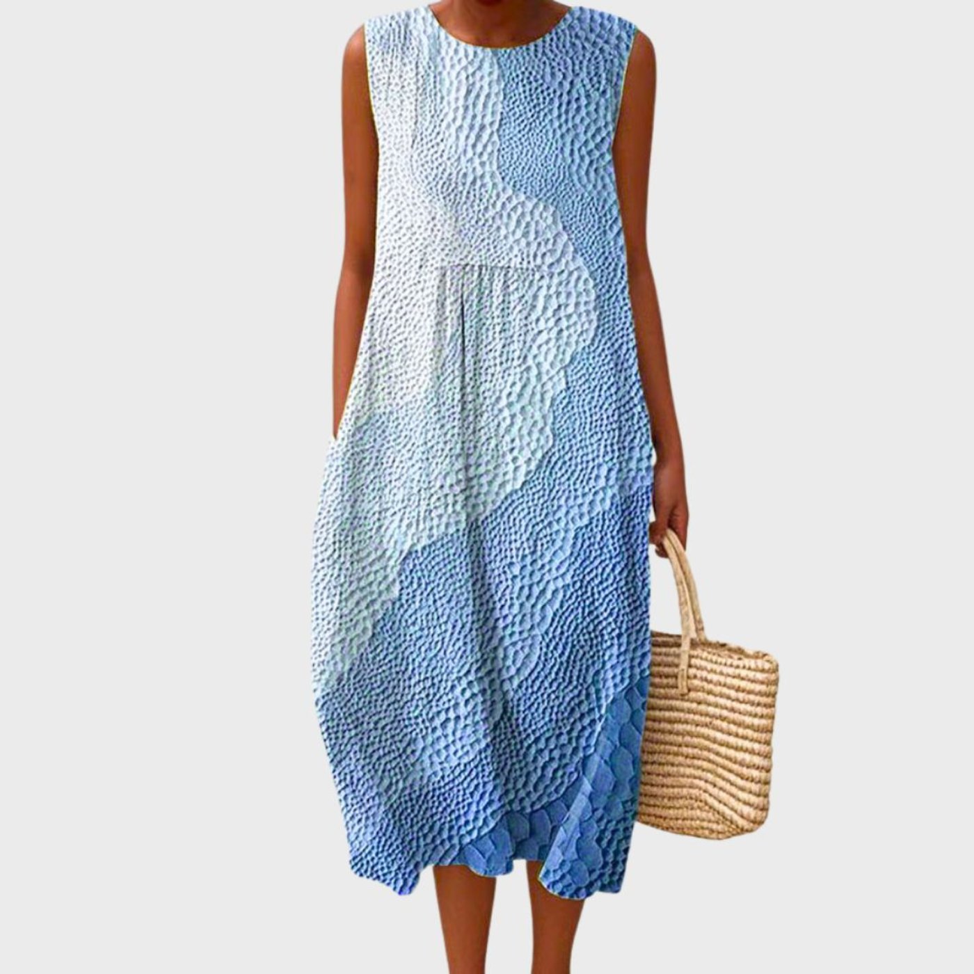Vestito midi sfumato senza maniche da donna