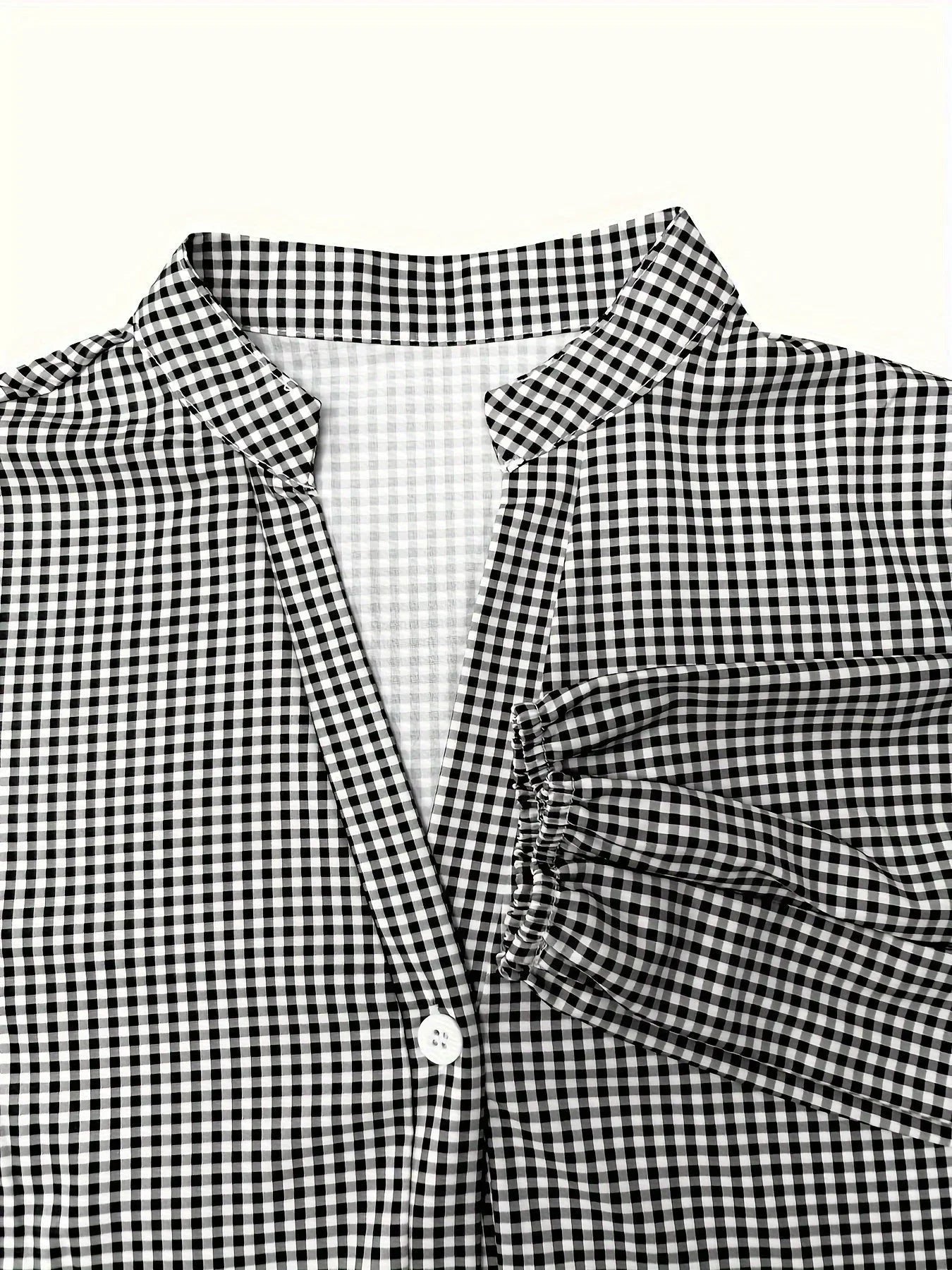 Γυναικείο Μίνι Φόρεμα Gingham με Φαρδιά Γραμμή