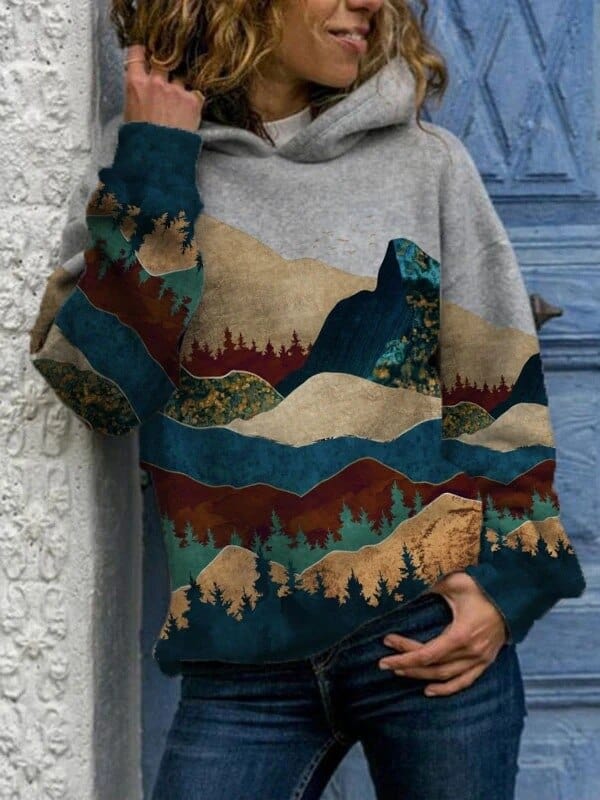 Women's Mountain Landscape Hooded Sweatshirt