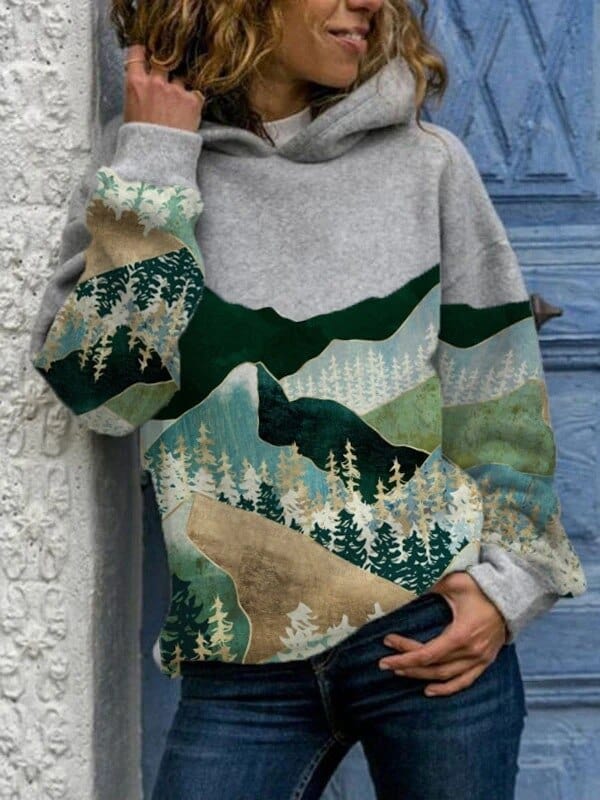 Women's Mountain Landscape Hooded Sweatshirt