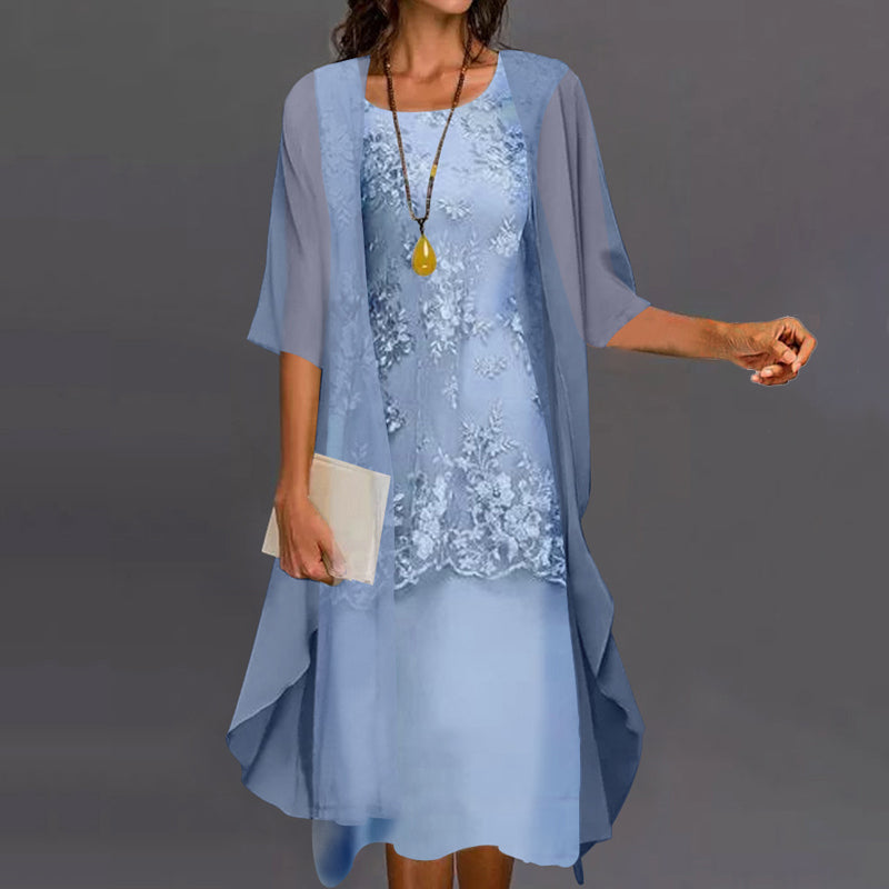 Completo da donna composto da abito in chiffon a due pezzi