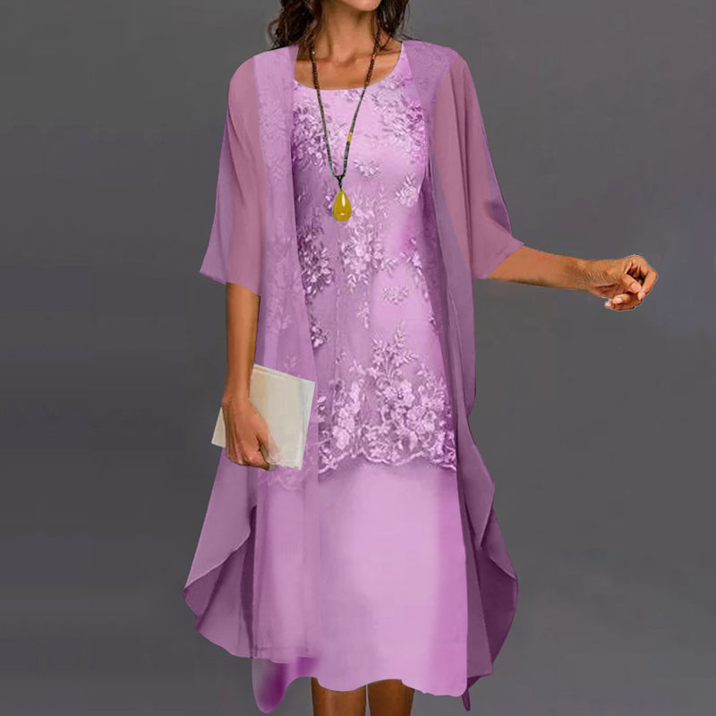 Completo da donna composto da abito in chiffon a due pezzi