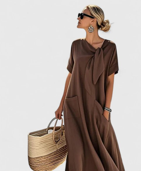 Robe midi Antonina à nouer au cou pour femmes, été