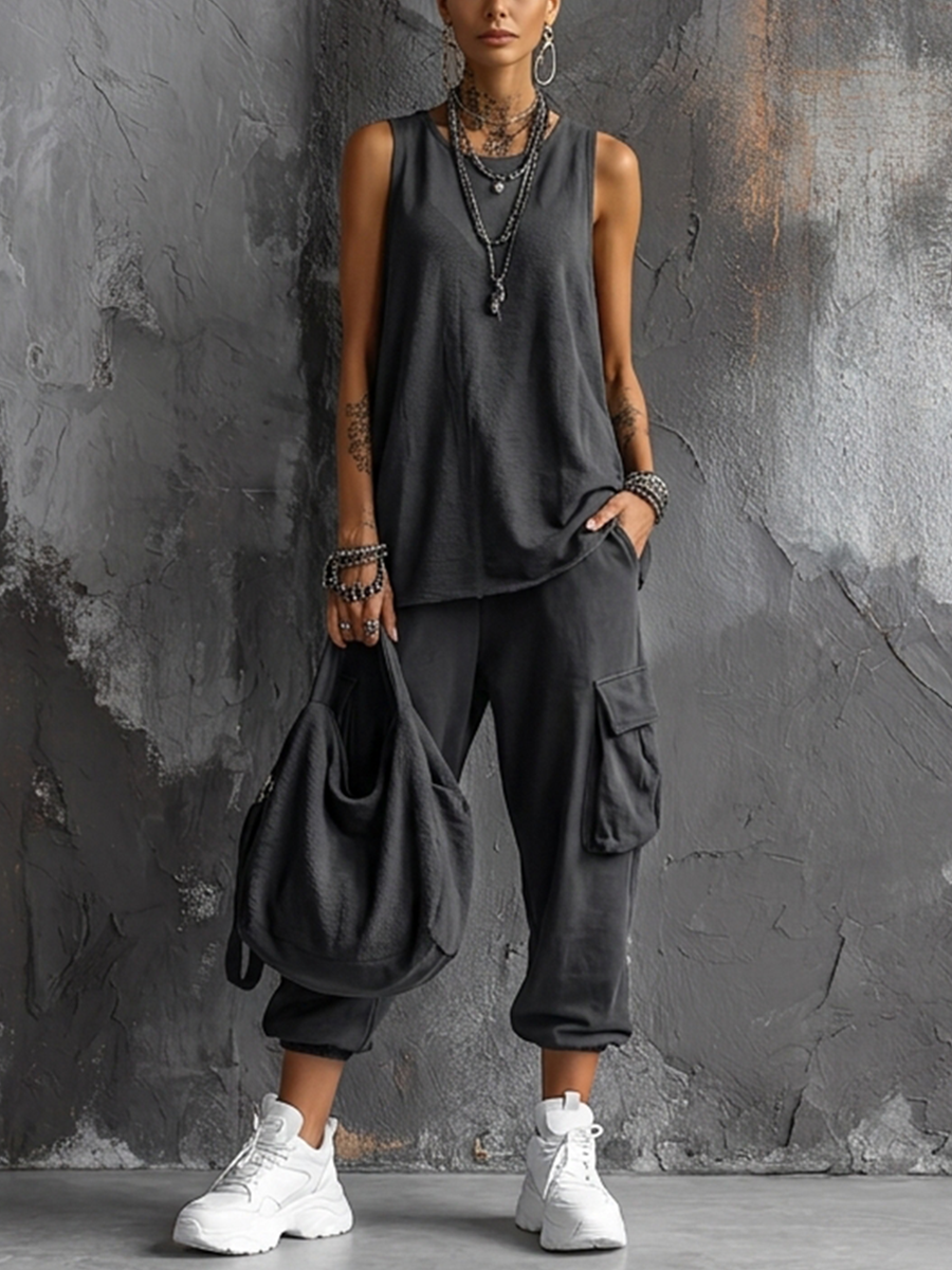 Women’s Sleeveless Top & Jogger Pants 2-Piece Set