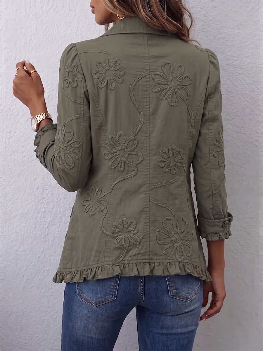 Women's Boho Blazer with Floral Embroidery